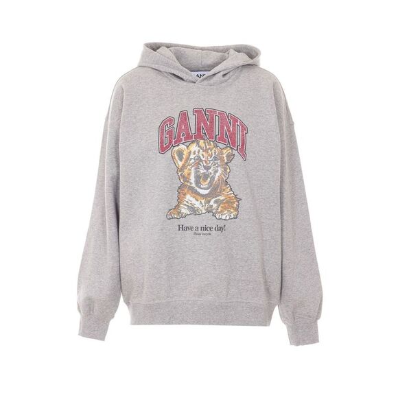Ganni Women Tiger And Logo Hoodie